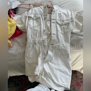 Zara White Denim Romper